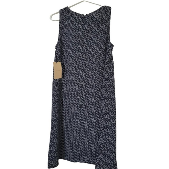 Halogene sleeveless polkadot navy blue and white, A line, crew neck zipper back - Picture 1 of 4